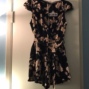 Black floral romper